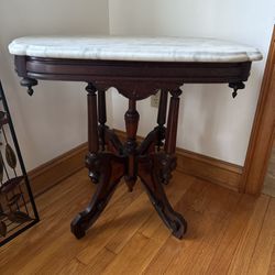 Victorian Walnut Marble top Parlor Table