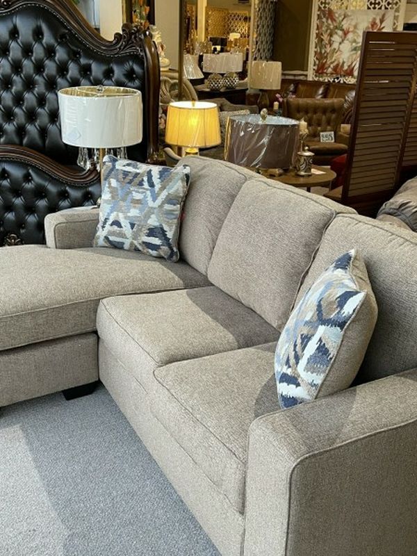 Light Brown Chenille Fabric Sofa Chaise