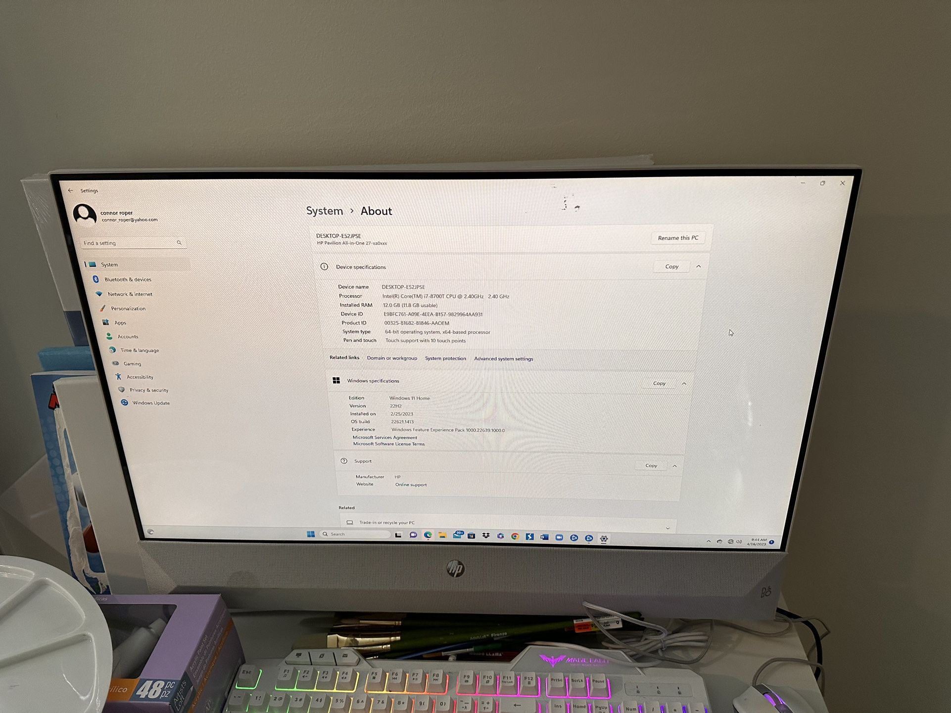 HP All In One 27 Inch