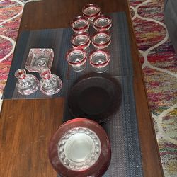 Red Bubbled Glassware