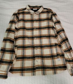 Heavyweight Flannel Shirt Jacket | Size: L | Color: Brown Cream Plaid
