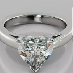 STUNNING 5 CT STERLING SILVER HEART SOLITAIRE MOISSANITE RING 