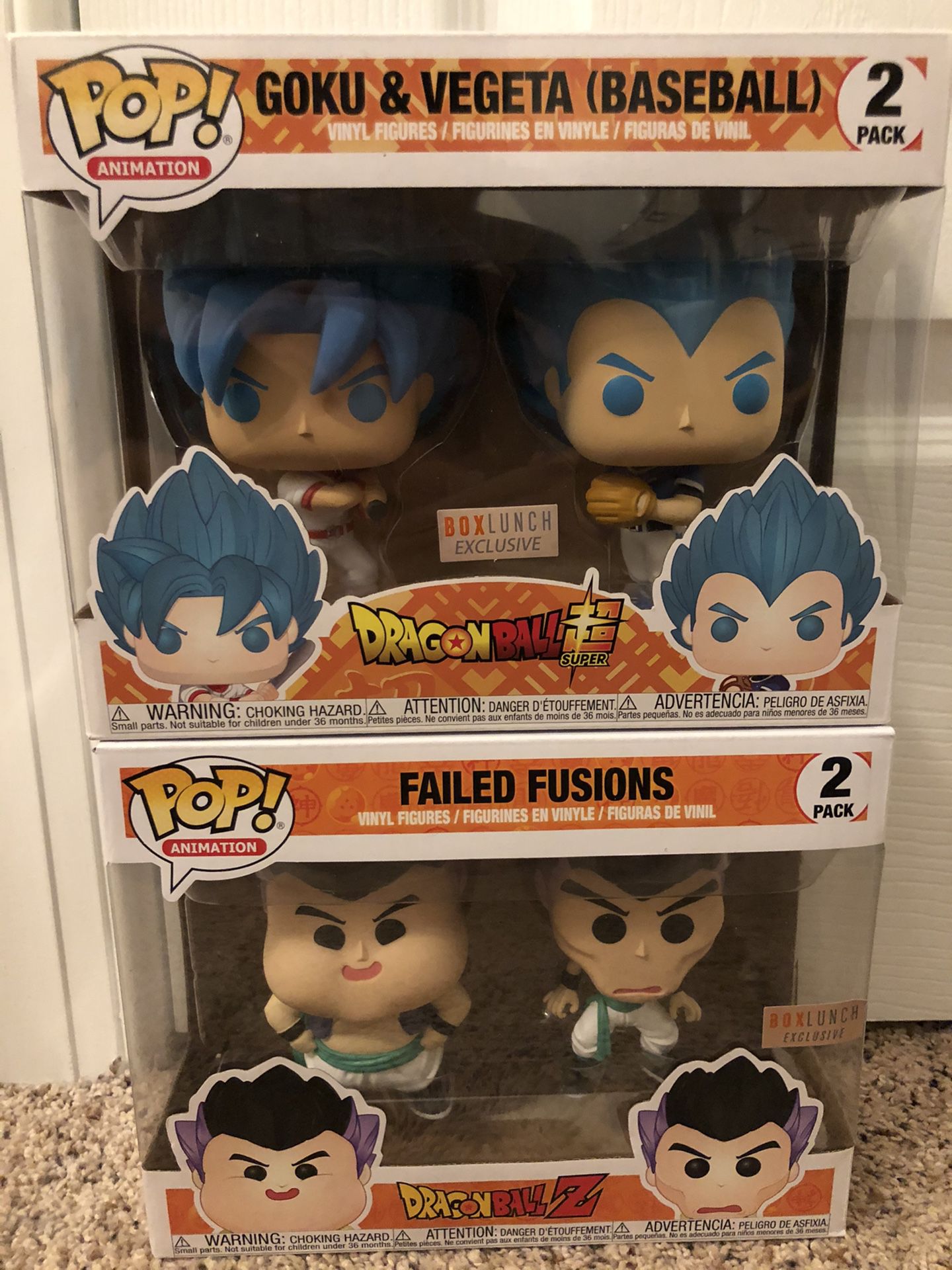 Funko Pop Vinyl - Box Lunch Exclusive - Goku and Vegeta (Baseball) and Failed Fusions