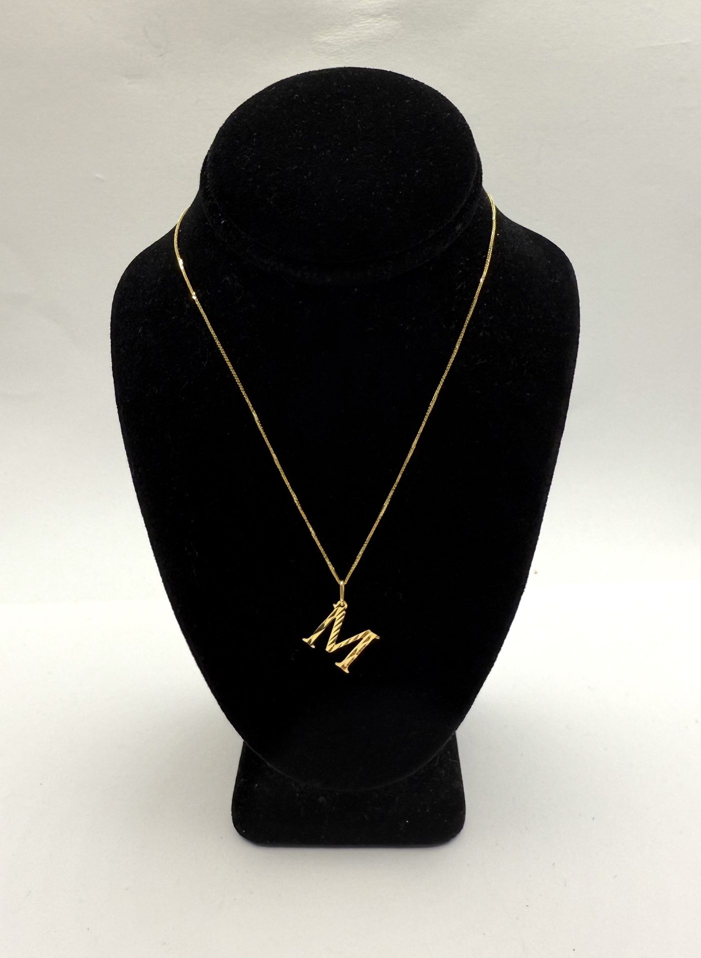 Real 18K Gold Letter M Necklace