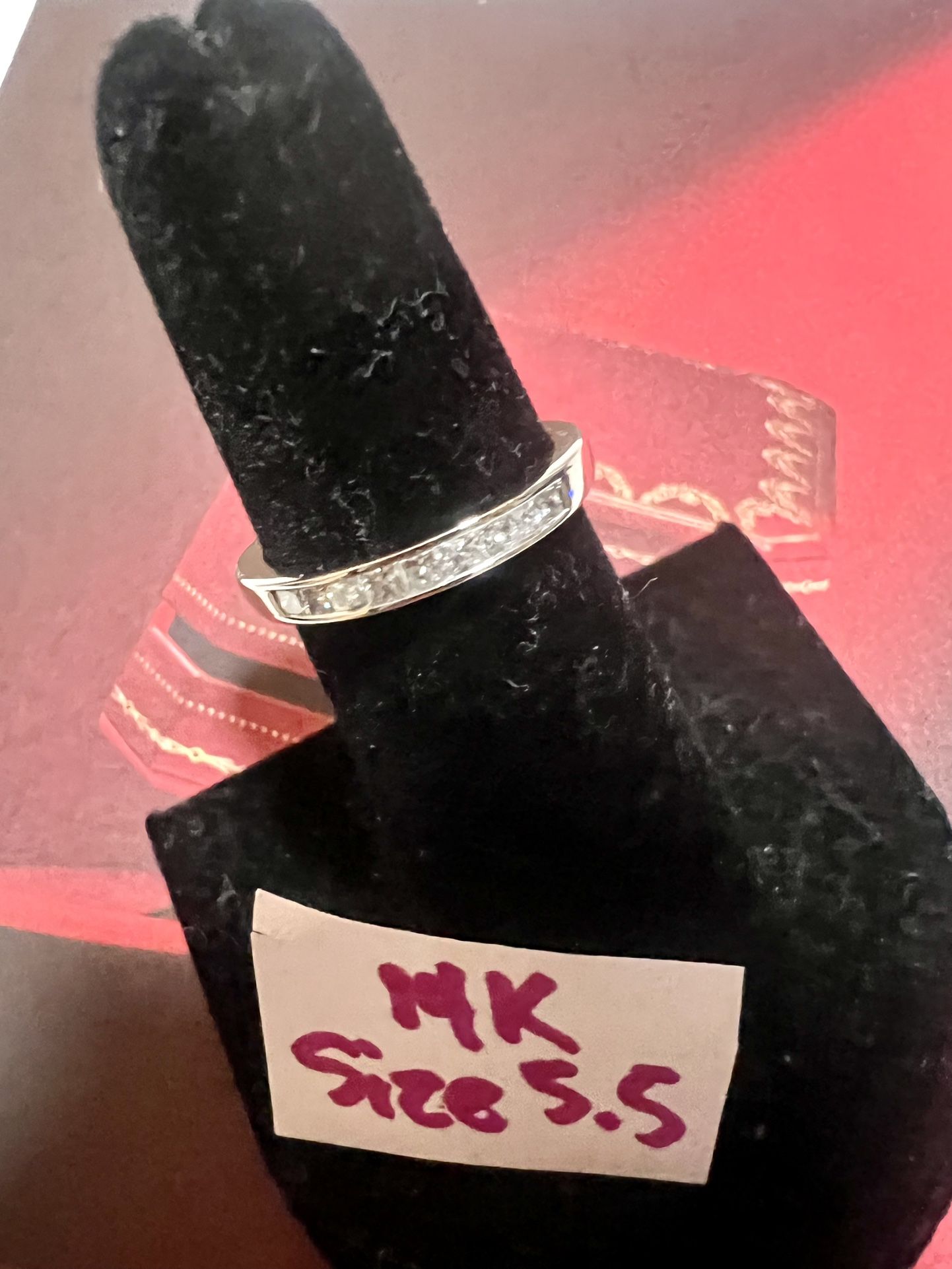 14K Solid White Gold Diamonds π Wedding Ring Sise 5.5