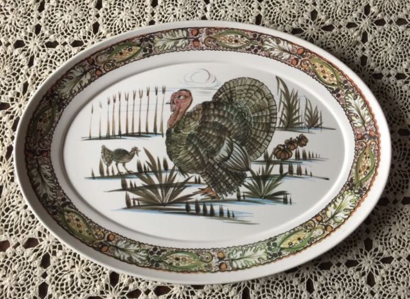 Vintage/MCM Very Large Turkey/Thanksgiving/Fall/Holiday Platter Melamine/Melmac Platter