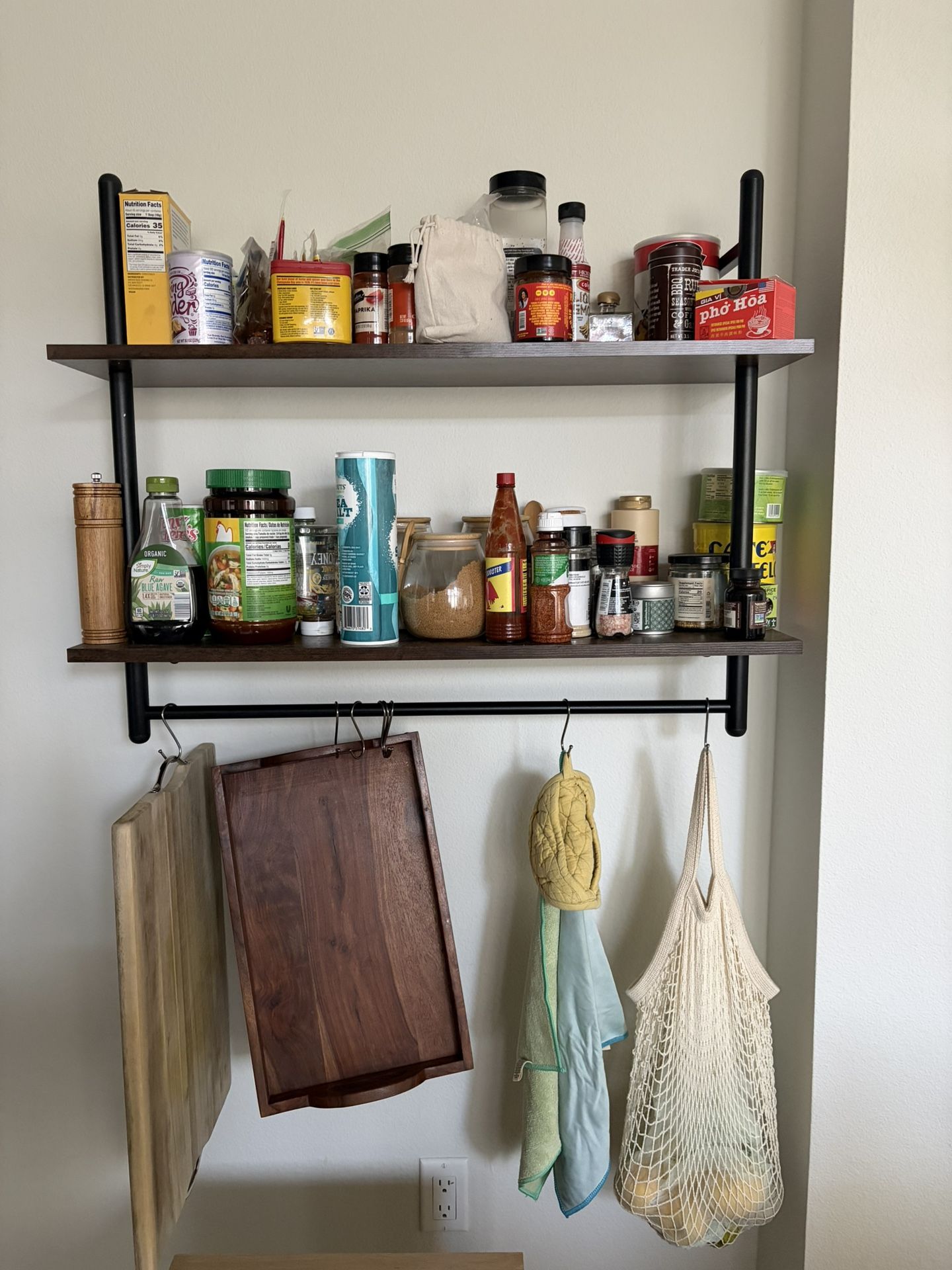 π§ 2-Tier Wall-Mounted Spice Rack with Hanging Bar β $15