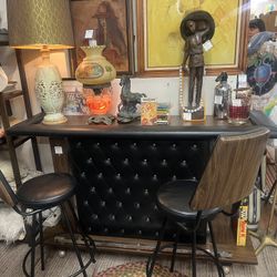 MCM Bar With Two Stools