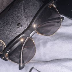 ray ban rb4175 clubmaster sunglasses black gold lens 57-16 145 2p