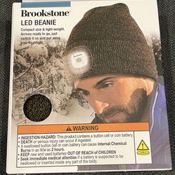 BROOKSTONE LED BEANIE-BROWN-BRAND NEW  IN BOX NEVER OPENED