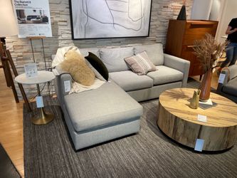 Crate and Barrel Barrett II Sectional Sofa - Ash/Light Grey - Reversible Chaise - Like New