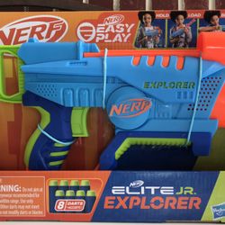 (NEW) (2 AVAILABLE) NERF ELITE JUNIOR EXPLORER EASY-PLAY TOY FOAM BLASTER - 8 DARTS  