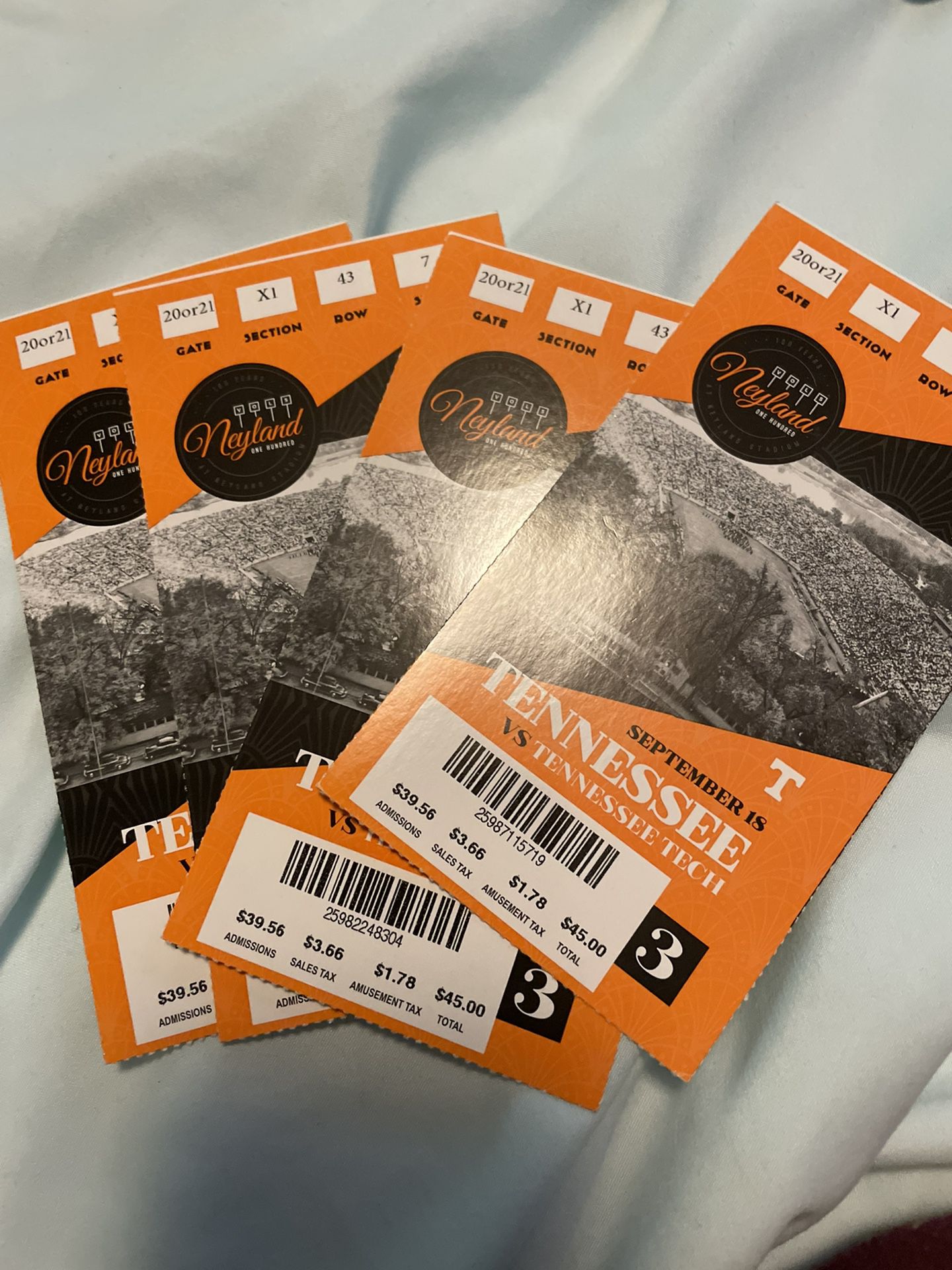 4 Tennessee Vols Tickets vs Tennessee Tech