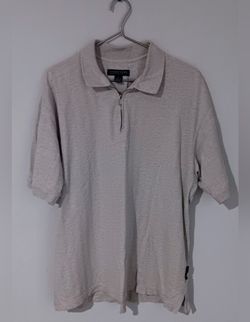 VINTAGE Structure Polo Shirt Mens  Large  1/4 Zip Y2K 2000s- Cream color