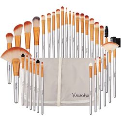 Champagne Makeup Brush Set 32pcs Premium Synthetic Brushes