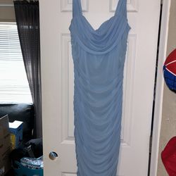 Ruched Baby Blue Dress