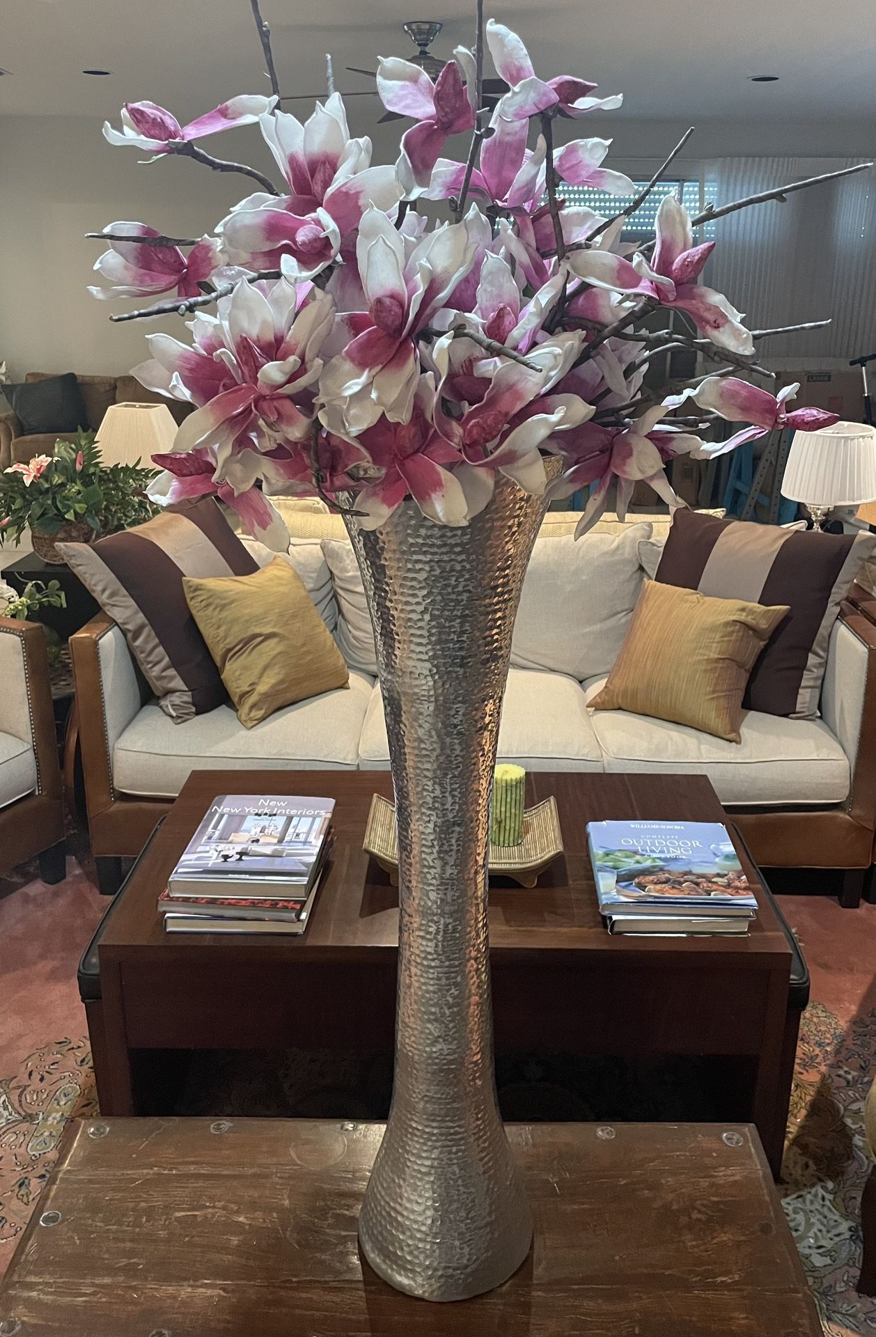 Z Gallerie Floor Vase With Faux Flowers