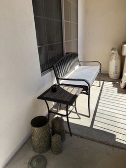 Black Metal Outdoor Patio Bench