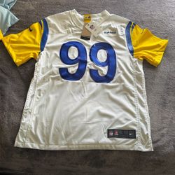 Men's Los Angeles Rams Aaron Donald Nike White Game Player Jersey Size Large!!