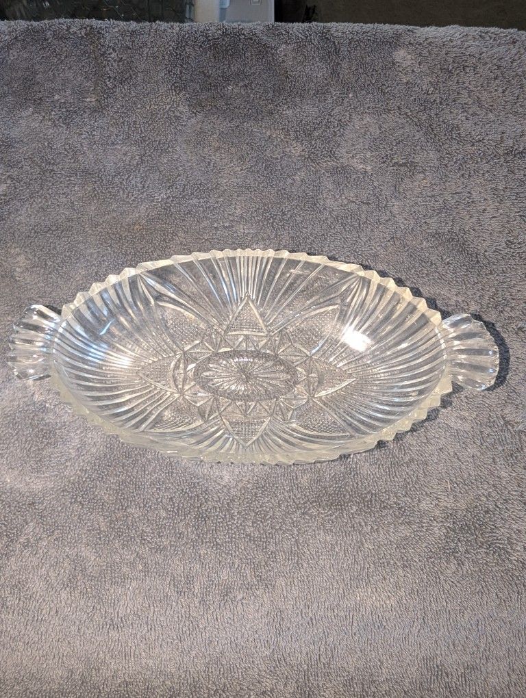 Vintage Cut Crystal Oval Dish