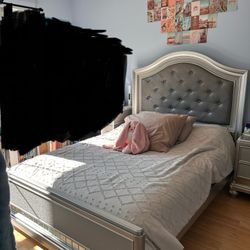 Gray Upholstered Bed Frame