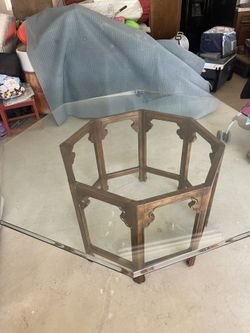 Vintage Octagon Glass Table 