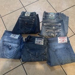 Bulk Of 5 Rock Revival And True Religion MENS Jeans