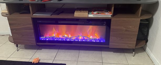 TV Stand With Digital Fireplace And Heater