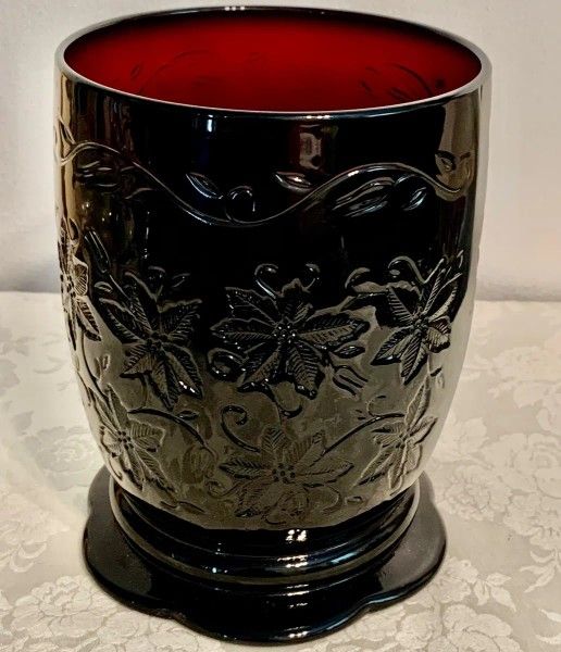 Princess House Large Ruby Red Fantasia Pillar Candle Holder/Vase