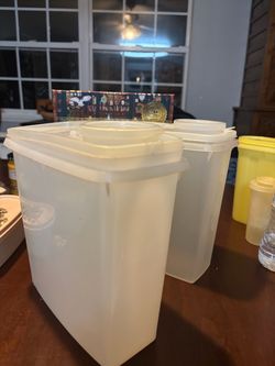 Two Vintage 70's Large Tupperware Containers With Lids For Cereals etc
