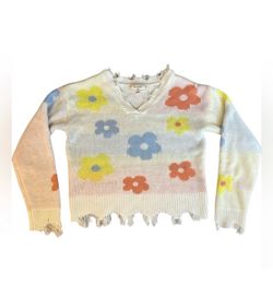 No Comment Girls Frayed Daisy Sweater Size L (14)