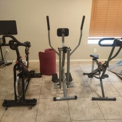 Exercise Equipment Pro-form exercise bike, sunny air walk trainer, sunny row and ride and yoga mat
