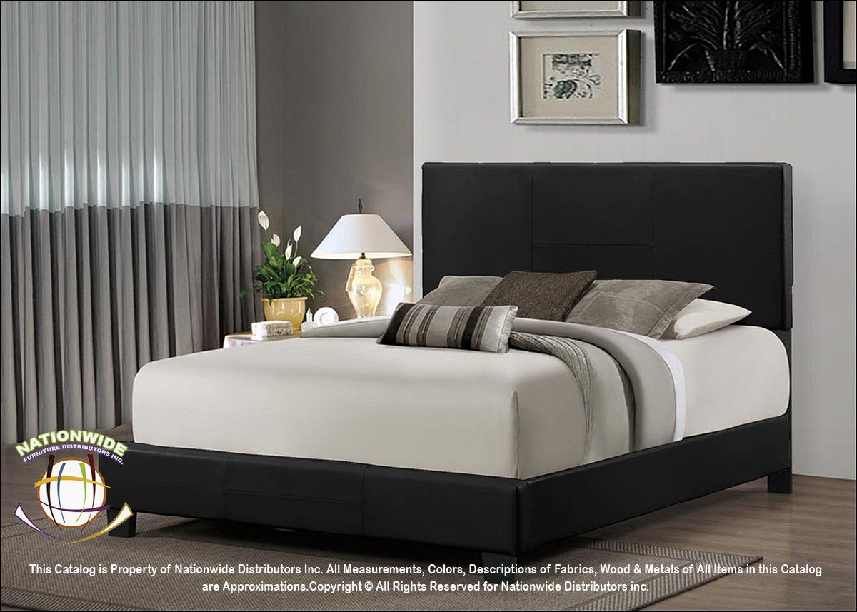 BRAND NEW Nationwide Furniture B502 Leather Platform Bed. Black. KING