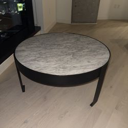 Kelly Wearstler Marble & Iron Round Coffee Table – 36” – Excellent Condition