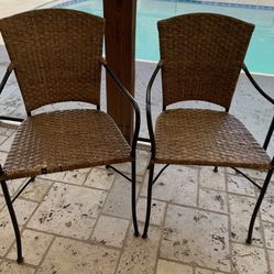 Crate and Barrel wicker iron chairs