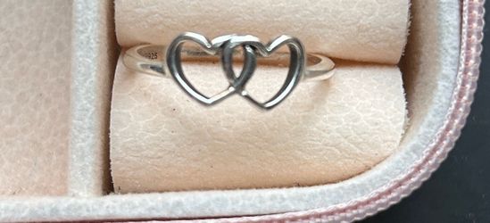 925 sterling silver double heart ring (size 8)