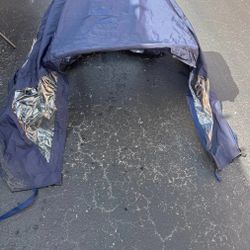 Boat Bimini Top w/ Full Camper Enclosure Canvas Set Navy Clear Vinyl Windows