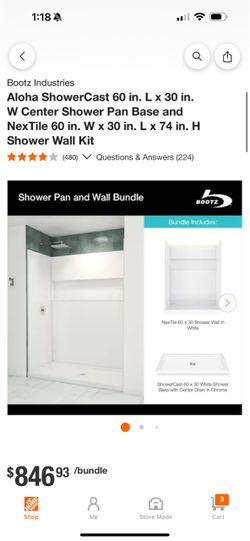 Bootz Aloha ShowerCast 60x30 Shower Pan & Wall Kit