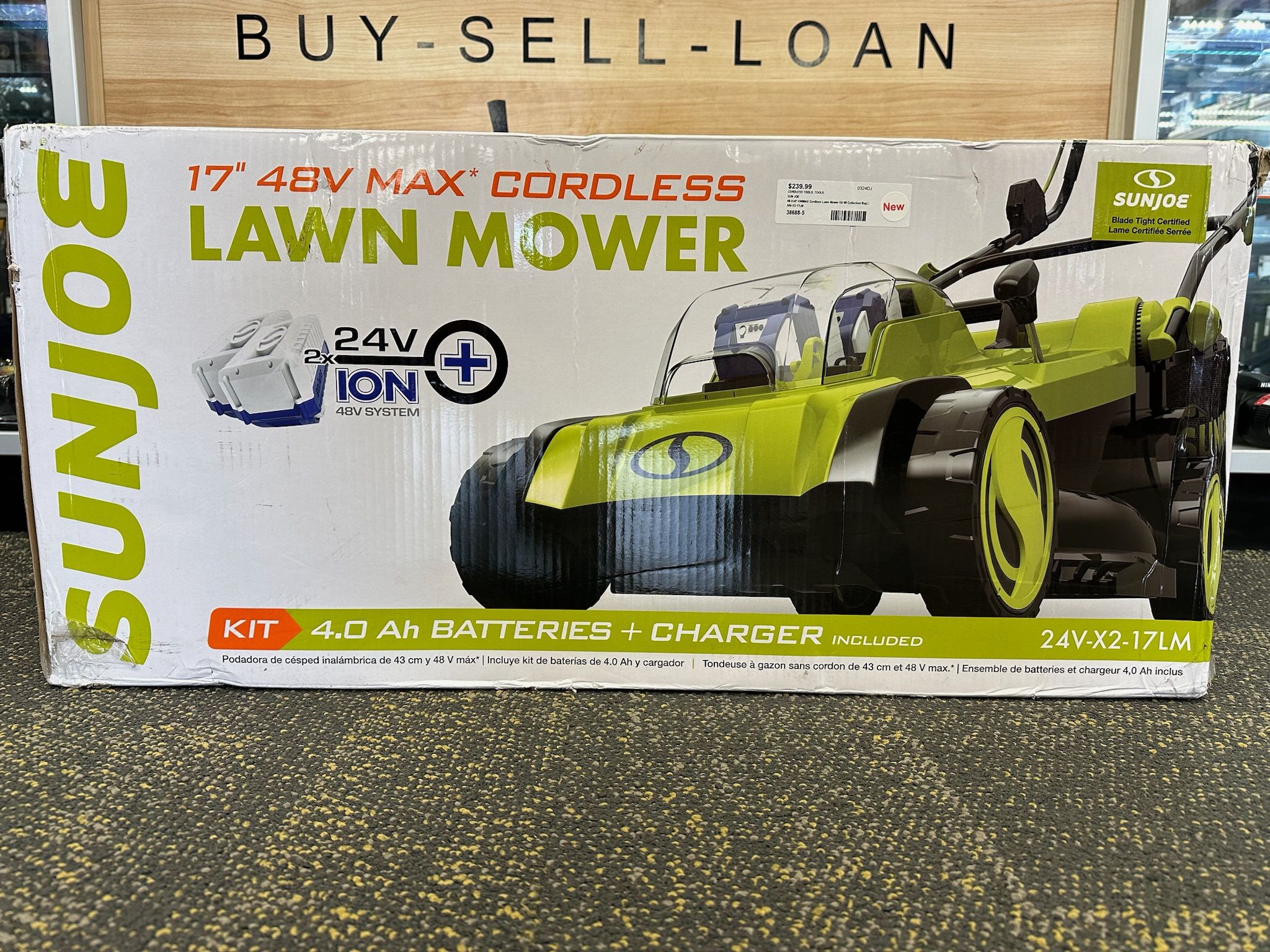 Sun Joe 48-volt 17-in Cordless Push Lawn Mower W/ Collection Bag | 17" | 6-Position | W/ 2 x 4.0-Ah Batteries + Dual Port Charger