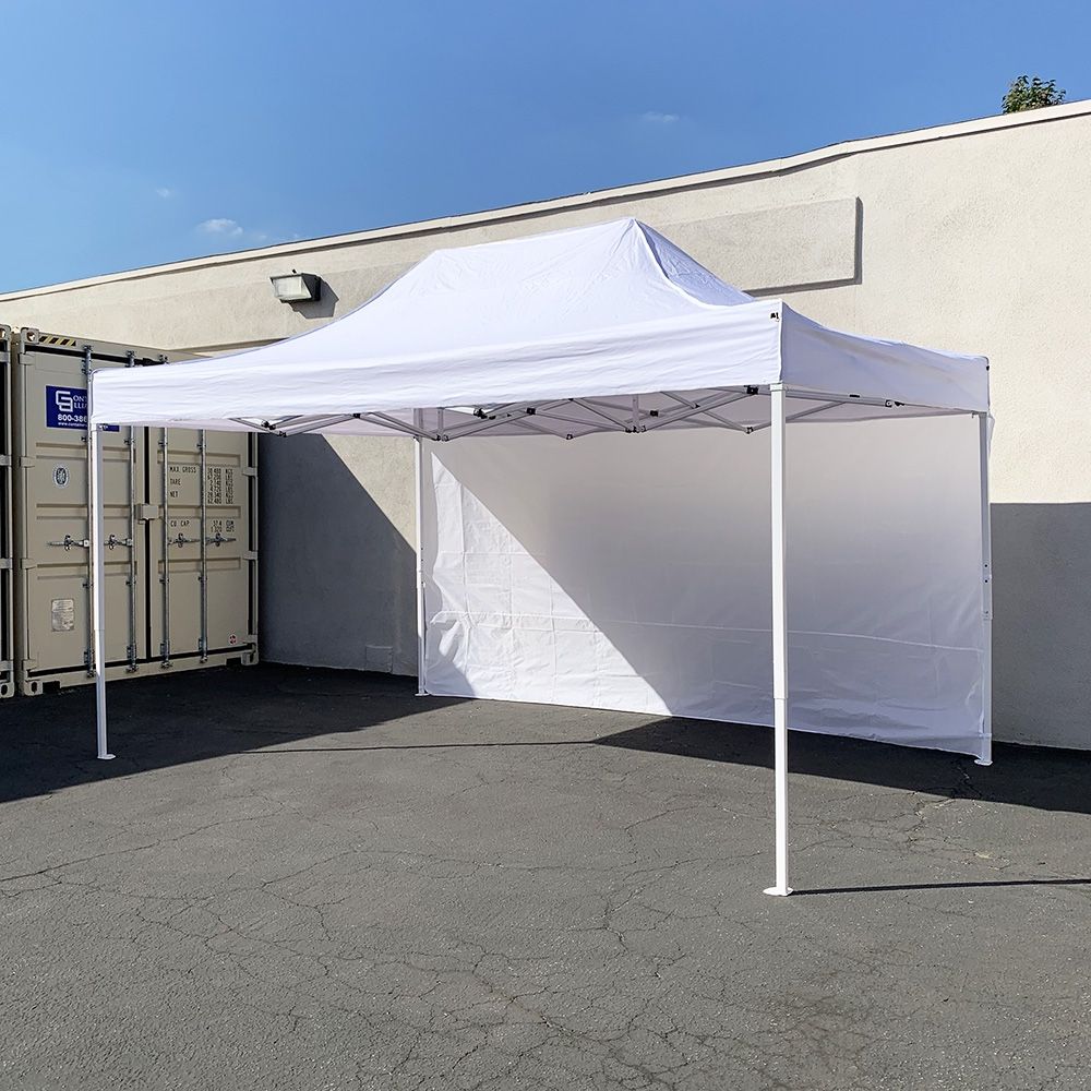 New $145 Heavy Duty 10x15 FT Canopy with (1 Sidewall) EZ PopUp Party Tent w/ Carry Bag (White, Black)