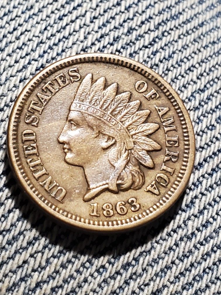 CB14SX490 HIGH GRADE IH PENNY 1863 NICE WOOD GRAIN