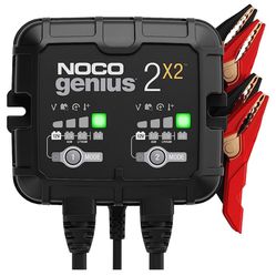 NOCO GENIUS2X2, 2 bancos, 4 A (2 A/banco) Cargador de batería inteligente para automóvil, cargador automotriz de 6 V/12 V, mantenedor de batería, carg
