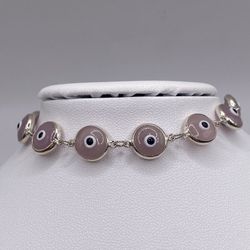 925 Pink Evil Eye Bracelet 