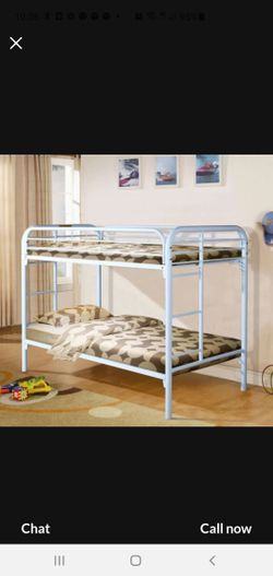 Twin White Color Metal Bunk Bed