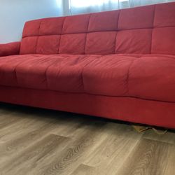 Red futon couch 