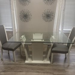 Glass Dining Room Table & 2 Chairs 