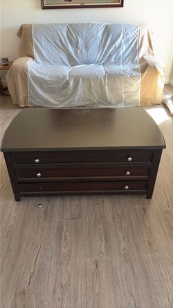 Dark Wood Coffee Table with Drawers