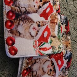 Christmas Cat Kitchen Rug Set