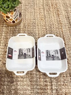 NWT STAUB France Ceramic 7.5” x 6” 1.05 Qt Rectan Gratin Dish White，2 pcs 