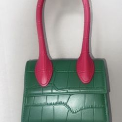 Mini Green Purse With Pink Handle